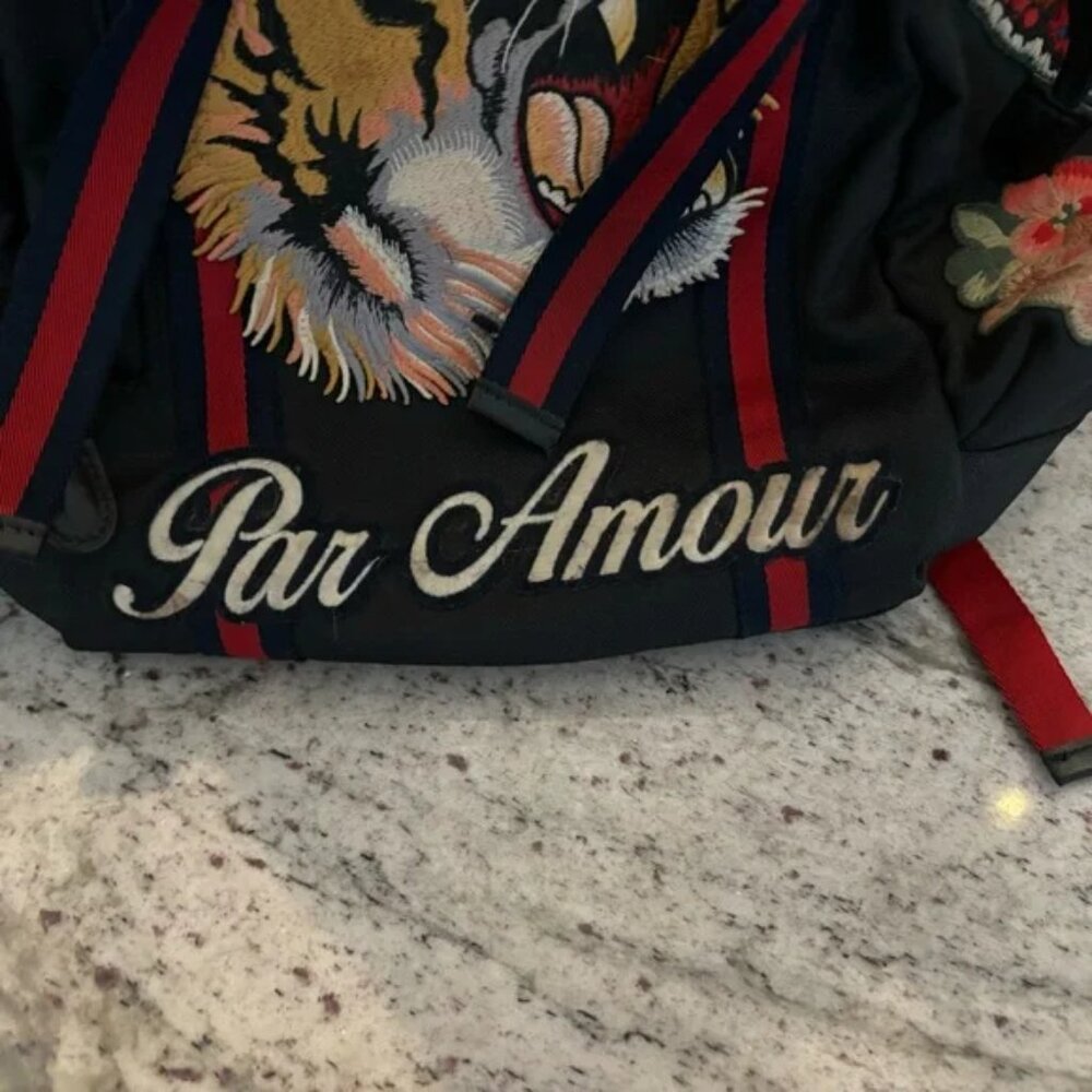 GUCCI Sherry Line LAveugle Par Amour Techno Backpack 429037 Black Canvas T00O - Picture 5 of 7